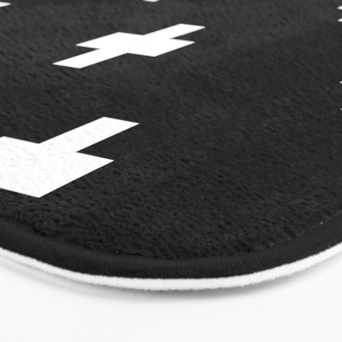 Swiss cross pattern white on black Bath Mat Gallery Image 3