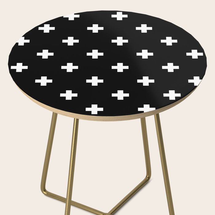 Swiss cross pattern white on black Side Table Gallery Image 2