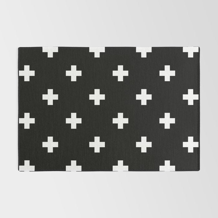 Swiss cross pattern white on black Rug Gallery Image 2
