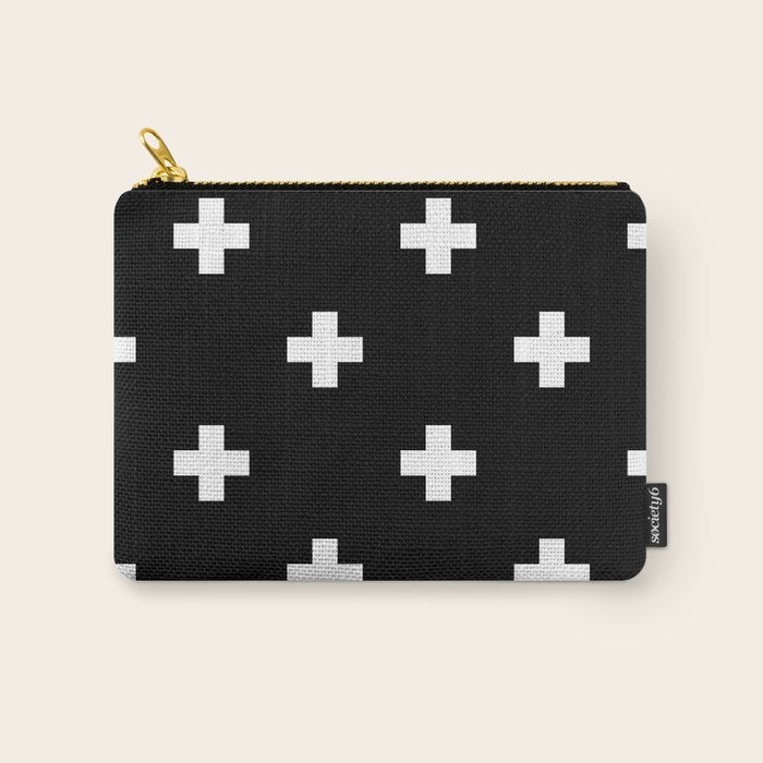Swiss cross pattern white on black Carry All Pouch Gallery Image 1