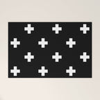 Swiss cross pattern white on black Welcome Mat Gallery Image 1