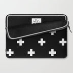 Swiss cross pattern white on black Laptop Sleeve Gallery Image 2