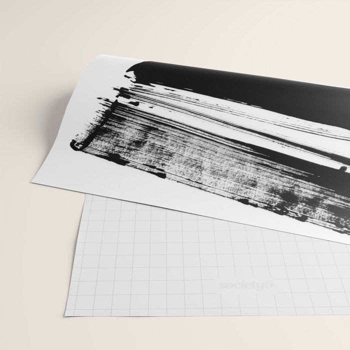 Stripes Black & White Minimalist Abstract Mid century Ink Art Dark Brush Strokes Wrapping Paper Gallery Image 2
