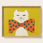 Cat with incredebly oversized humongous bowtie Serving Tray Gallery Image 1