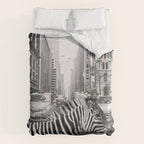 Zebra In The City - Black And White Photography Collage Duvet Cover Gallery Image 6