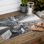 Zebra In The City - Black And White Photography Collage Outdoor Rug Gallery Image 2