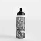 Zebra In The City - Black And White Photography Collage Water Bottle Gallery Image 2