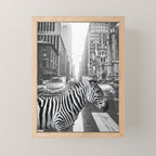 Zebra In The City - Black And White Photography Collage Mini Art Print Gallery Image 1