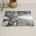 Zebra In The City - Black And White Photography Collage Rug Gallery Image 1