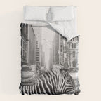 Zebra In The City - Black And White Photography Collage Comforter Gallery Image 6