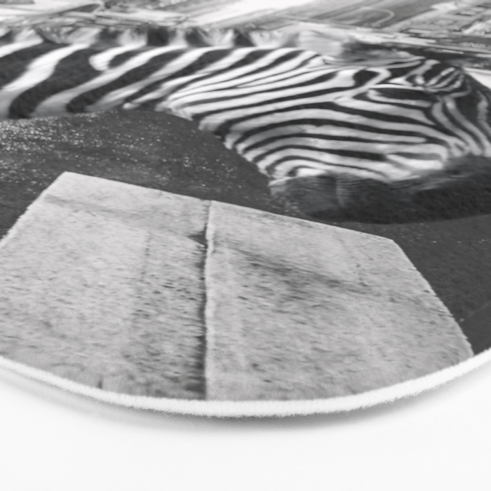 Zebra In The City - Black And White Photography Collage Bath Mat Gallery Image 3
