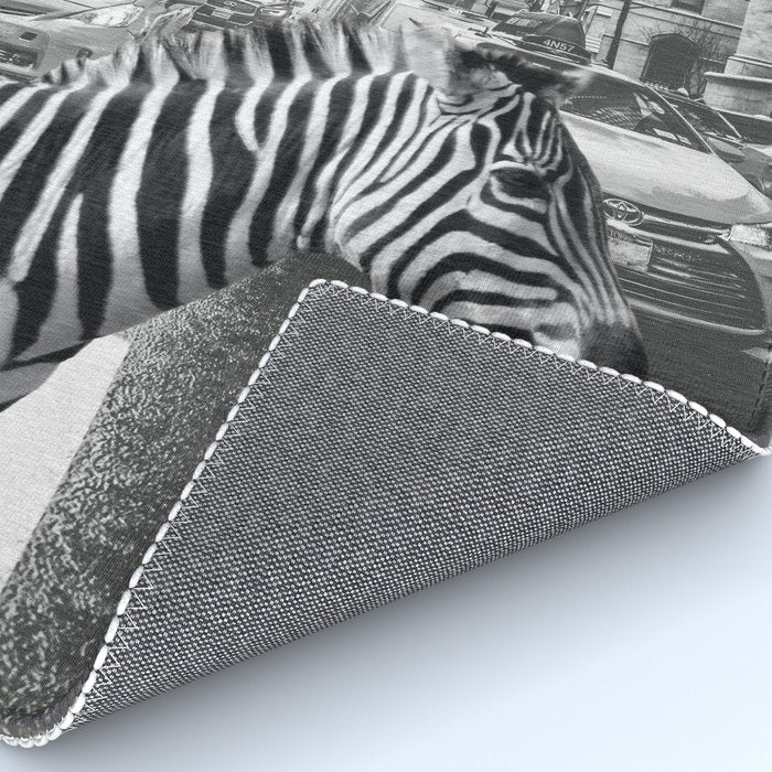 Zebra In The City - Black And White Photography Collage Rug Gallery Image 4