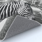 Zebra In The City - Black And White Photography Collage Rug Gallery Image 4
