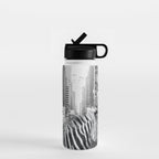 Zebra In The City - Black And White Photography Collage Water Bottle Gallery Image 1