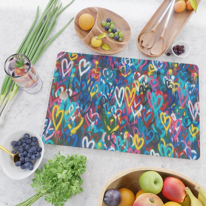 Graffiti Hearts Love (Color) Cutting Board Gallery Image 2