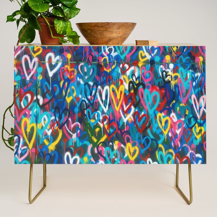 Graffiti Hearts Love (Color) Credenza Gallery Image 1