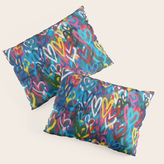 Graffiti Hearts Love (Color) Pillow Sham Gallery Image 1
