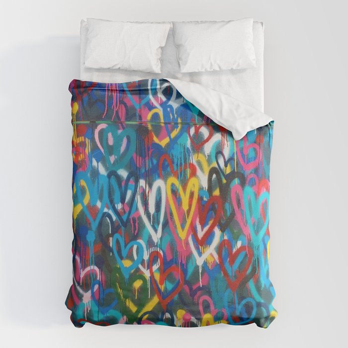 Graffiti Hearts Love (Color) Duvet Cover Gallery Image 1