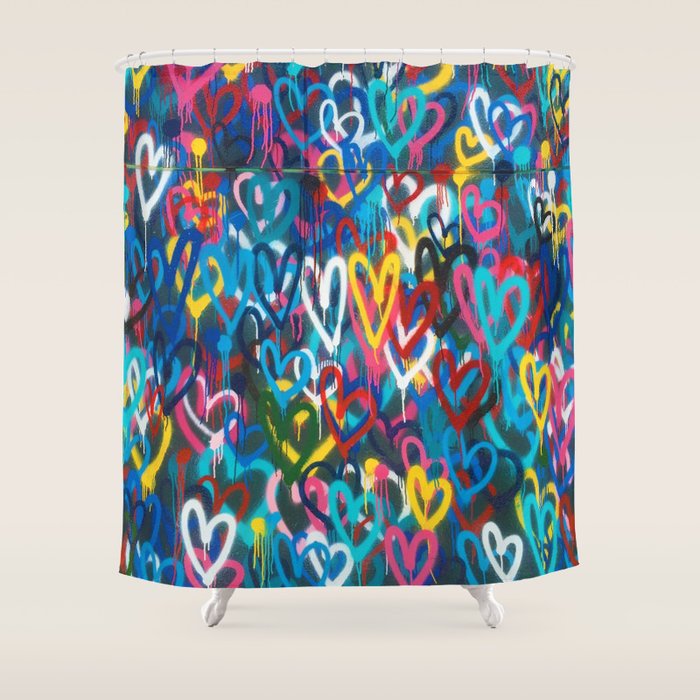 Graffiti Hearts Love (Color) Shower Curtain Gallery Image 1