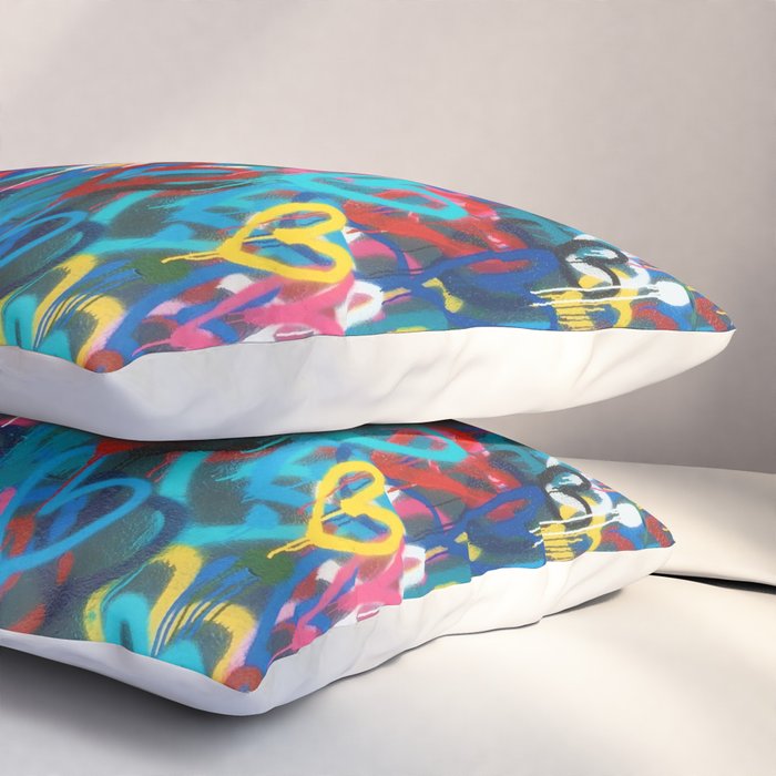 Graffiti Hearts Love (Color) Pillow Sham Gallery Image 3