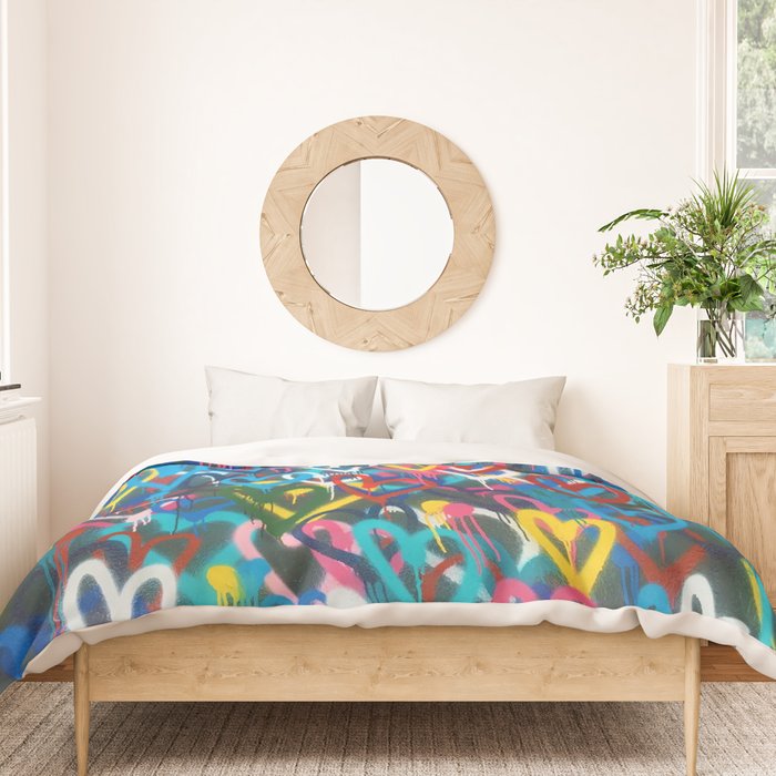 Graffiti Hearts Love (Color) Duvet Cover Gallery Image 3