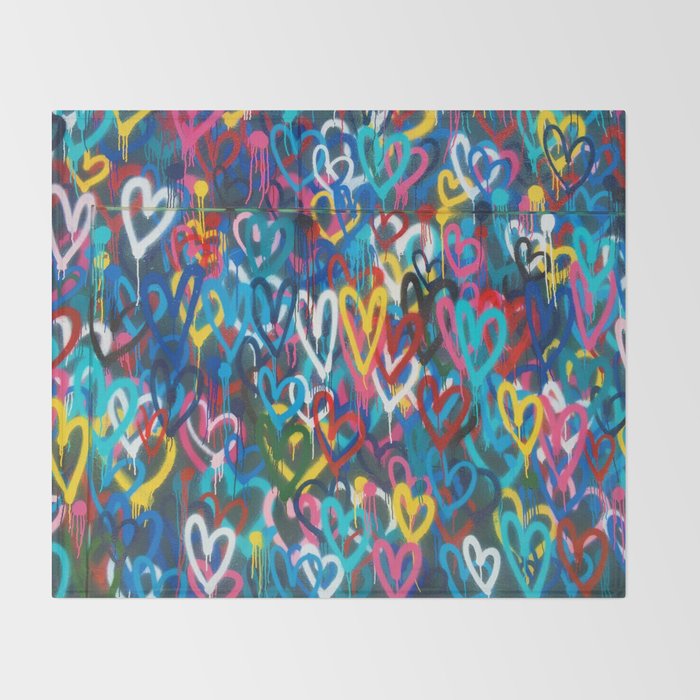 Graffiti Hearts Love (Color) Throw Blanket Gallery Image 2