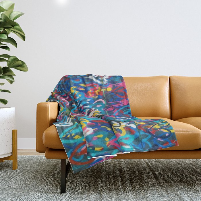 Graffiti Hearts Love (Color) Throw Blanket Gallery Image 1