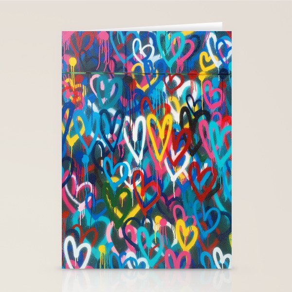Graffiti Hearts Love (Color) Stationery Card