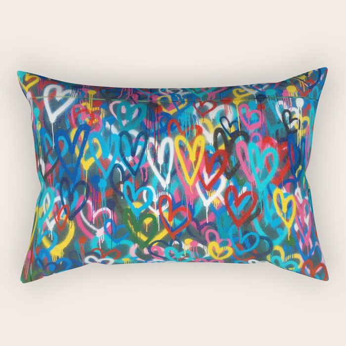 Graffiti Hearts Love (Color) Rectangular Pillow Gallery Image 1