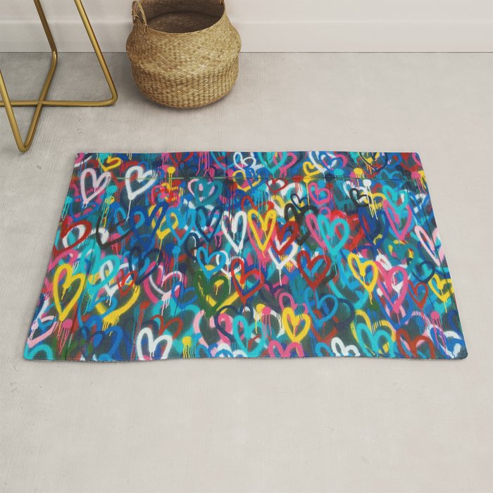 Graffiti Hearts Love (Color) Rug Gallery Image 1