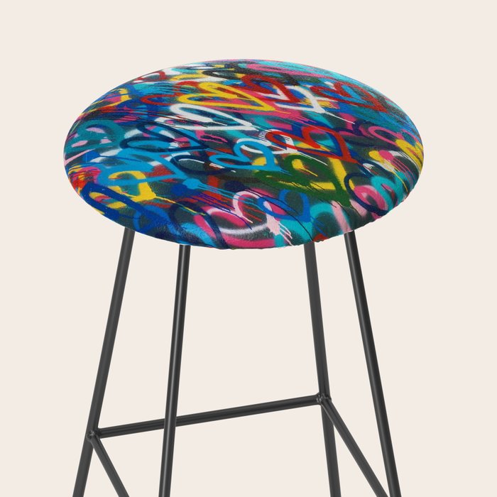 Graffiti Hearts Love (Color) Stool Gallery Image 2