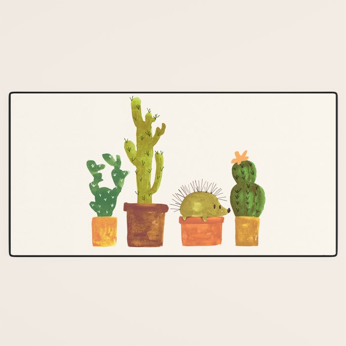 Hedgehog and Cactus (incognito) Desk Mat Gallery Image 3