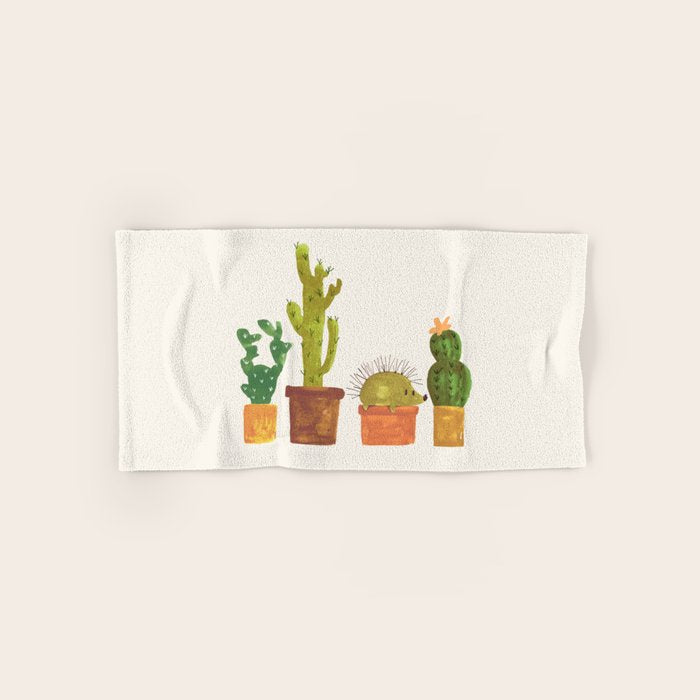 Hedgehog and Cactus (incognito) Bath Towel Gallery Image 1
