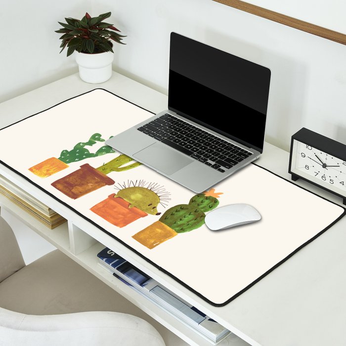 Hedgehog and Cactus (incognito) Desk Mat Gallery Image 2