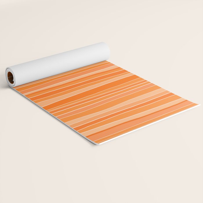 Retro Orange Stripes Yoga Mat Gallery Image 2