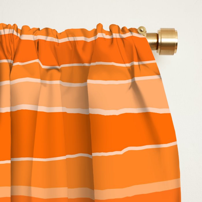Retro Orange Stripes Window Curtain Gallery Image 2