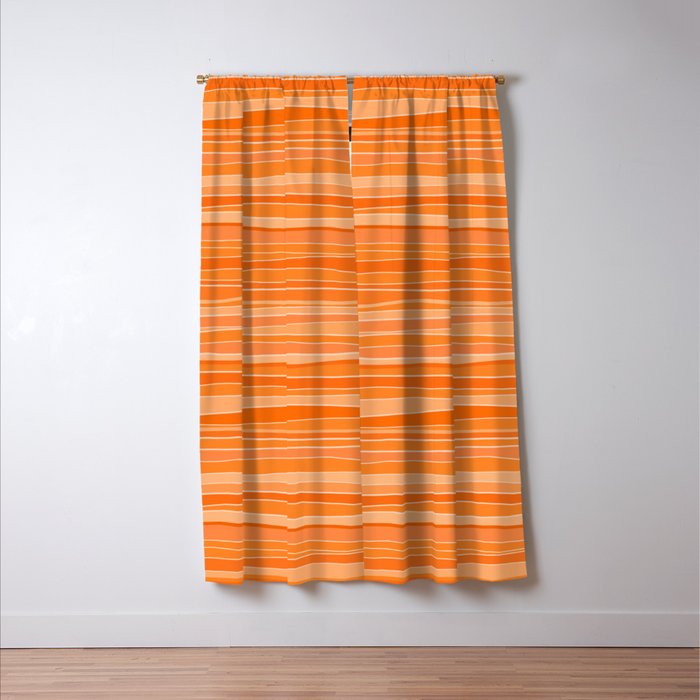 Retro Orange Stripes Window Curtain Gallery Image 3