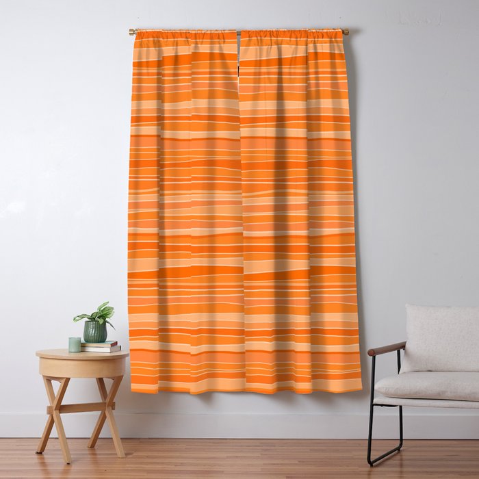 Retro Orange Stripes Window Curtain Gallery Image 5