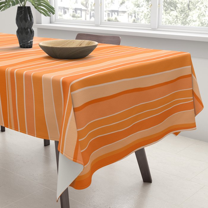 Retro Orange Stripes Tablecloth Gallery Image 3