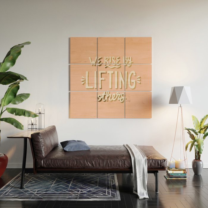 We Rise By Lifting Others - Blush & Gold Wood Wall Art Gallery Image 2