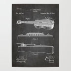 Acoustic Guitar Patent - Guitar Player Music Lover Art - Black Chalkboard Poster Gallery Image 4