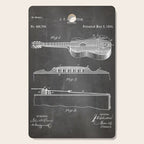 Acoustic Guitar Patent - Guitar Player Music Lover Art - Black Chalkboard Cutting Board Gallery Image 1