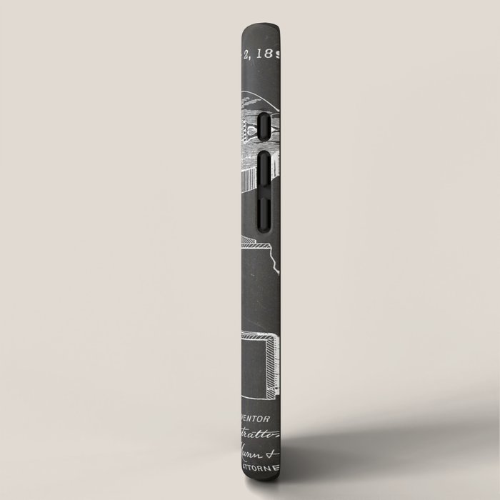 Acoustic Guitar Patent - Guitar Player Music Lover Art - Black Chalkboard iPhone Case Gallery Image 2