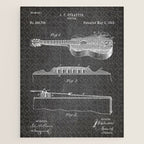 Acoustic Guitar Patent - Guitar Player Music Lover Art - Black Chalkboard Jigsaw Puzzle Gallery Image 1
