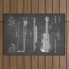 Acoustic Guitar Patent - Guitar Player Music Lover Art - Black Chalkboard Outdoor Rug Gallery Image 1