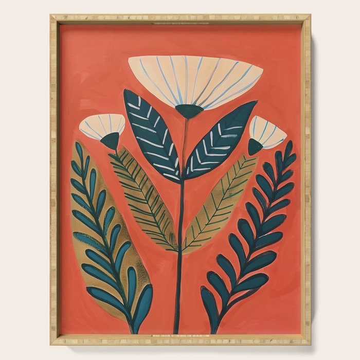 Folk Botanical Bloom Serving Tray Gallery Image 1