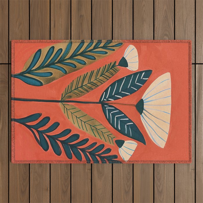 Folk Botanical Bloom Outdoor Rug Gallery Image 1