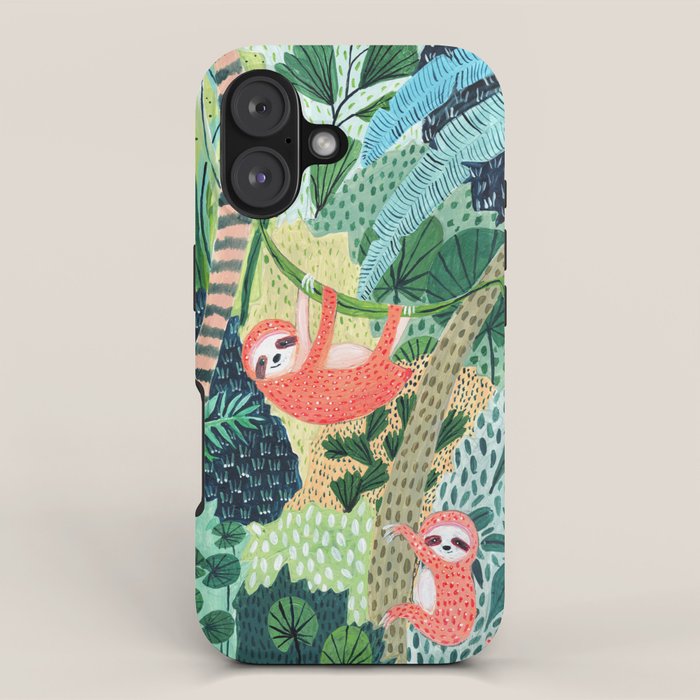 Jungle Sloth Family iPhone Case Gallery Image 1