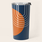 Mid Century Modern Geometric 161 Sun Rainbow abstract in Navy Blue Orange Travel Mug Gallery Image 2