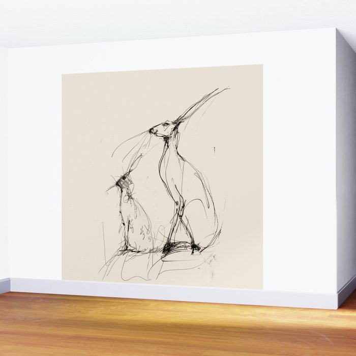Hare Pair Wall Mural Gallery Image 2